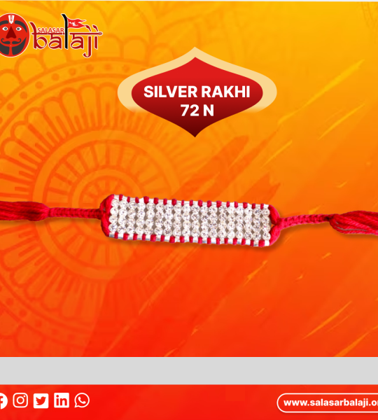 Silver Rakhi 72 N, Nug Silver Rakhi, Fancy Pure Silver Rakhi
